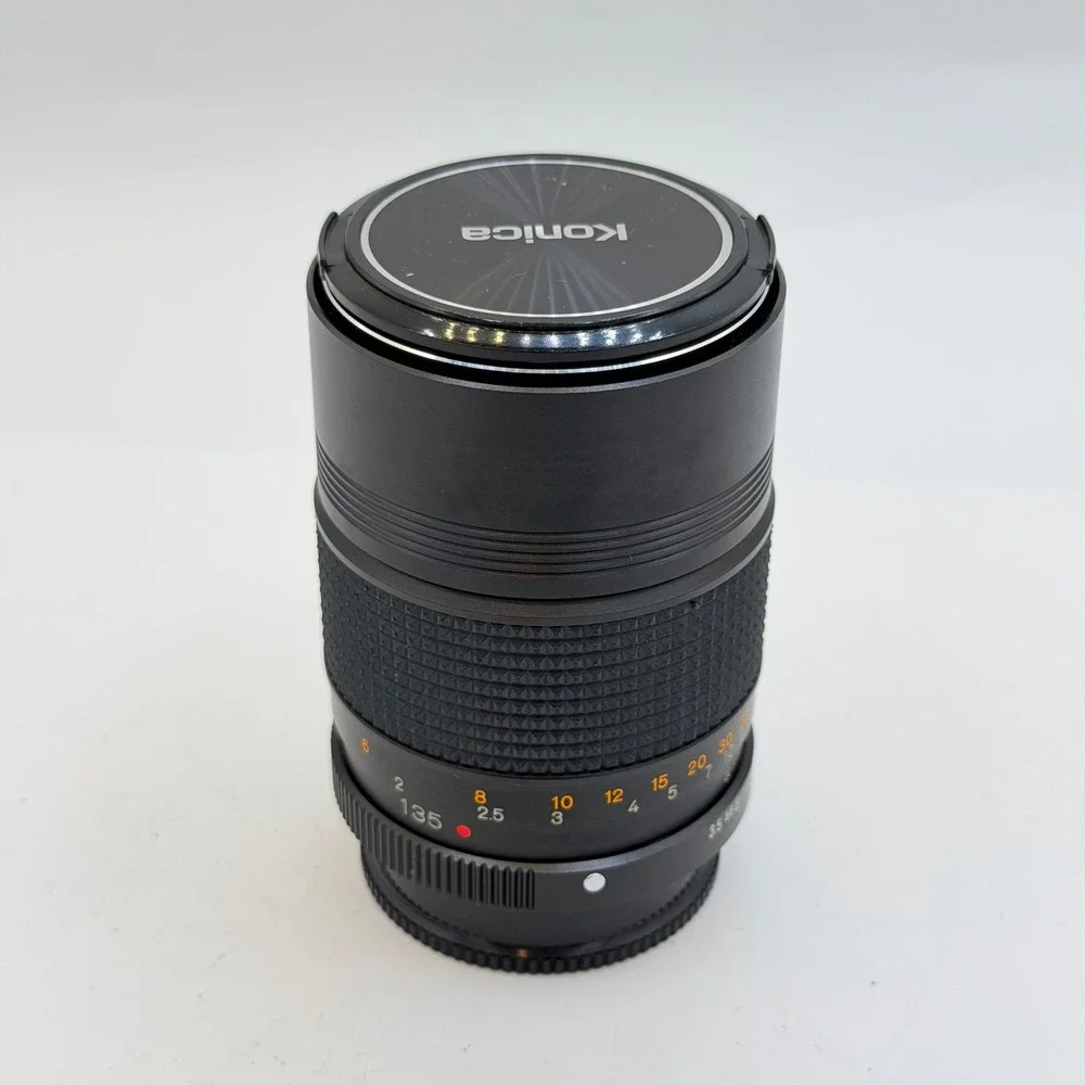 Konica Hexanon AR 135mm F3.5 Telephoto Prime Lens with Case and Caps Japan